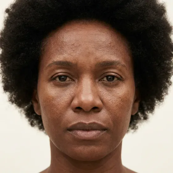 Retrato ilustrativo de pele opaca e sem brilho